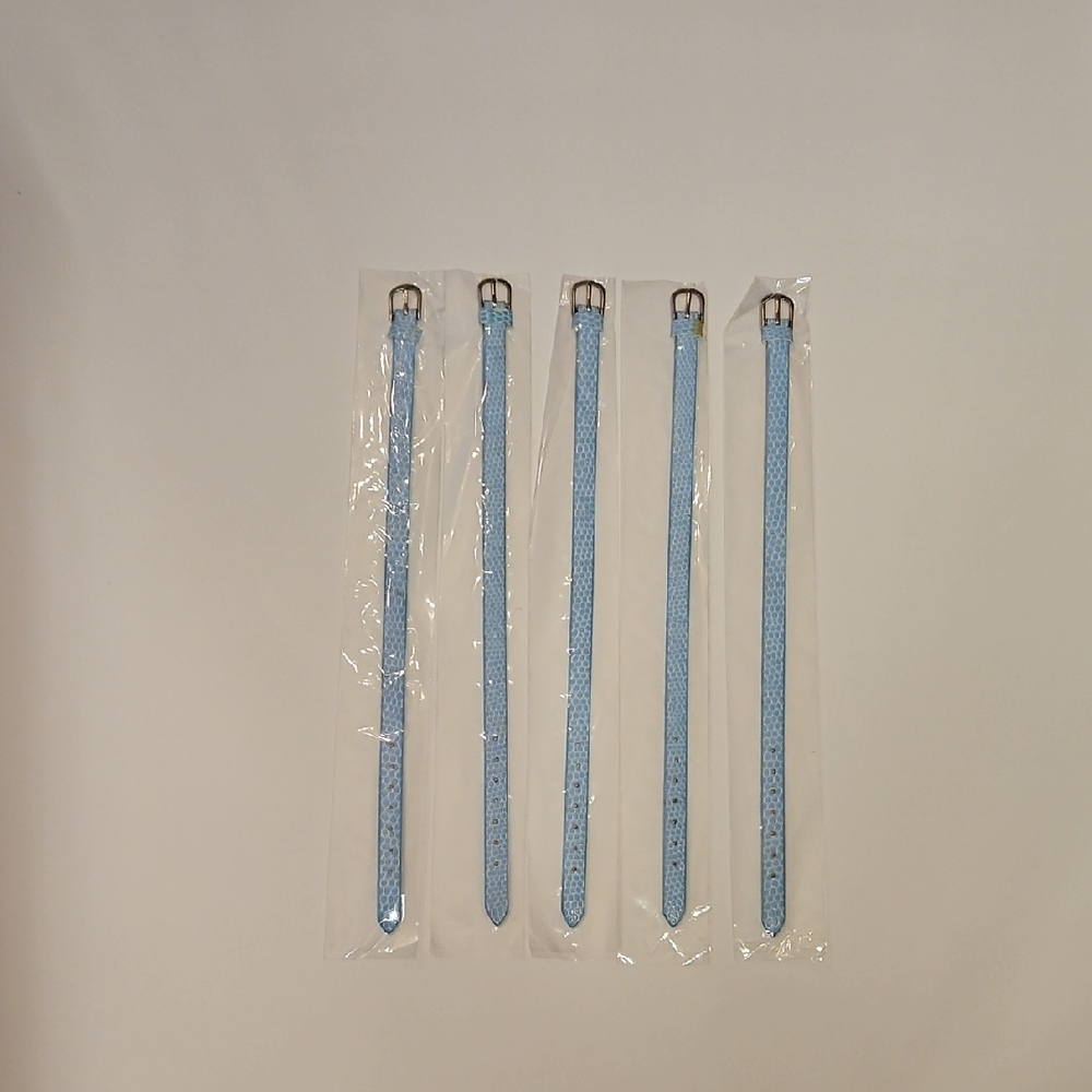Leather Bracelet Set Of 5 Snake Skin Craft Supplies Jewelry Making Blue NEW